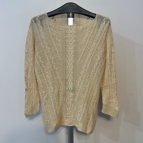 Lauren Ralph Lauren Sweaters - 100% Linen cable knit neutral Lauren Ralph Lauren women size XL sweater classic
